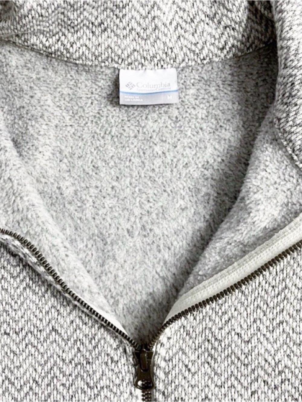 Columbia Jacket Women’s Size M Gray Herringbone Fleece Full Zip - Picture 6 of 11